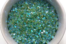 Swarovski (5mm) Peridot AB 2X FC Bicones rainbow beads 12/36/72/144/432/720 Pieces (214 AB) jewelry making, couture embellishments