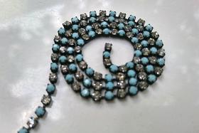 6SS Rhinestone Chain Turquoise Crystal (2mm) 1/2/5/15 Meters Brass/Vintage Black settings embroidery materials, jewelry making, strass chain