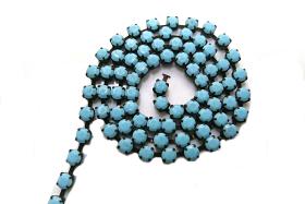 16SS Rhinestone Chain Vintage Glass Pressed Chatons Opaque Turquoise (4mm) 1/2/5/15 Meters