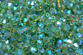 Swarovski (3/4mm) Peridot AB 2X FC Bicones Rainbow Beads 36/72/144/432/720 Pieces bridal embroidery, haute couture, jewelry making