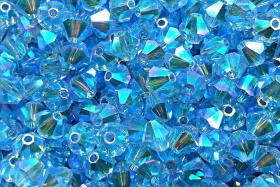 5mm Aquamarine 2X Aurore Boreale Swarovski Bicone 12/36/72/144/432/720 Pieces (202) rainbow beads, jewelry making, couture embellishments