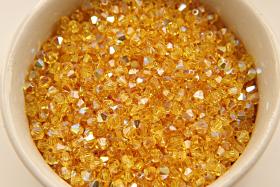 4mm Swarovski Light Topaz Aurore Boreale Bicones 36/72/144/432/720 Pieces rainbow beads, jewelry making, couture embellishments, embroidery