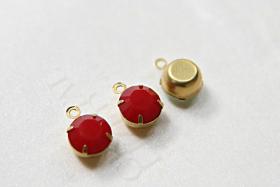 Swarovski 7mm Round setting drop one loop in Dark Coral Red 34ss (396) 6/12/24/100/300 Pieces jewelry supplies in Brass/Vintage Black