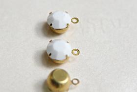 Swarovski 7mm Round setting drop one loop in Chalk White 34ss (279) 6/12/24/100/300 Pieces jewelry supplies in Brass/Vintage Black premium