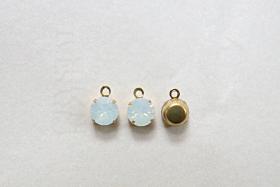 Swarovski 6mm Round setting drop one loop in White Opal (234) 28ss 12/24/100/500 Pieces jewelry supplies in Brass/Vintage Black jewel making