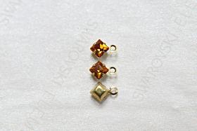 Swarovski 4mm fancy stone square setting drop one loop in Topaz (203) 6/12/36/144/720 Pieces jewelry supplies in Brass/Vintage Black