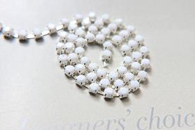 16 SS Rhinestone Chain Vintage Glass Pressed Chatons Chalk White Opaque Silver Plated (4mm) 1/2/5/15 Meters Wedding |Decoration