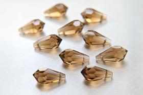 Vintage Czech Light Smoked Topaz crystal Drops 18x9 MM Fancy Crystal drops 3/12/36 Pieces