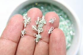 4mm Swarovski Chrysolite crystal dangles in Sterling Silver wire wrapped- charms- drops- jewelry making 72/144/432/1000Pieces