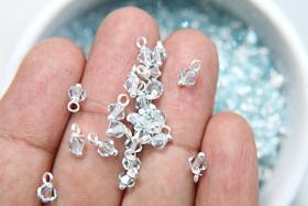4mm Swarovski Light Azore crystal dangles in Sterling Silver wire wrapped- charms- drops- jewelry making 72/144/432/1000Pieces