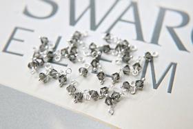 4mm Swarovski Black Diamond crystal dangles in Sterling Silver wire wrapped- charms- drops- jewelry making 72/144/432/1000Pieces