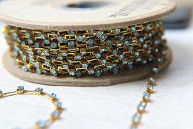 Vintage Swarovski Cupchains 272R4 - Round String 12ss in Aquamarine (3mm) 0.5/1/2/5 Meters