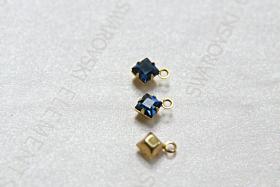 Swarovski 4mm fancy stone square setting drop one loop in Montana (207) 6/12/36/144/720 Pieces jewelry supplies in Brass/Vintage Black