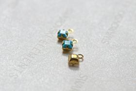 Swarovski 4mm fancy stone square setting drop one loop in Turquoise (267) 6/12/36/144/720 Pieces jewelry supplies in Brass/Vintage Black