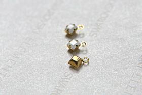 Swarovski 4mm fancy stone square setting drop one loop White Alabaster (281) 6/12/36/144/720 Pieces jewelry supplies in Brass/Vintage Black