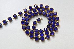 12 SS Rhinestone Chain Vintage Glass Pressed Chatons Royal Blue 3mm 1/2/5/15 Meters