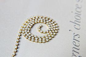 14PP Rhinestone Chain Swarovski White Opal 2mm (0.5/1/2/5 meters) Wedding Bridal Supplies|Jewelry Making|Decoration, vintage findings, rare