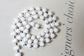 12 SS Rhinestone Chain Vintage Glass Chatons Opaque Chalk White Silver Plated (3mm) 1/2/5/15 Meters Wedding Cake Decoration Bouquet Supply
