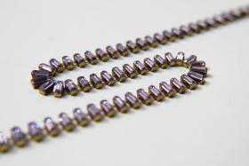 Swarovski Snake Baguette chain 7x3 mm in Violet (371) settings in Brass 0.5/1/2 Meters Wedding Bridal Supplies|Jewelry Making|Decoration