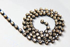 16ss Swarovski 2088 Chain in Flat Back Crystal Golden Shadow (4mm) 0.5/1/2/5 Meters Vintage Black Settings Bridal Supplies|Jewelry Making