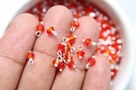 4mm Swarovski Fireopal crystal dangles in Sterling Silver wire wrapped- charms- drops- jewelry making 72/144/432/1000Pieces