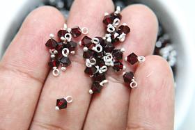 4mm Swarovski Garnet crystal dangles in Sterling Silver wire wrapped- charms- drops- jewelry making 72/144/432/1000Pieces