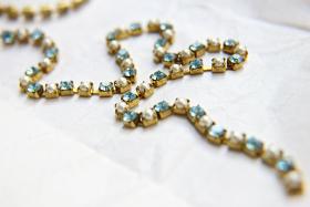16ss Vintage Swarovski Rhinestone Chain in Aquamarine and Pearl (4mm) 0.5/1/2/5/15 Meters Wedding Bridal Supplies|Jewelry Making|Decoration