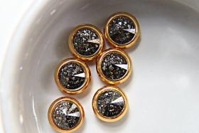 Swarovski 39ss Rivoli Sewon Settings in Crystal Black Patina 6/12/36 Pieces GOLD SETTINGS jewelry making, embroidery materials, vintage