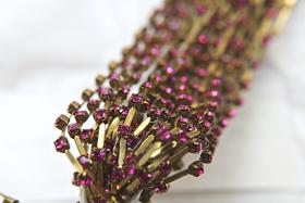 12 SS Vintage Fancy Rhinestone Chain Swarovski in Fuchsia 3mm 0.5/1/2/5 Meters embroidery materials, craft vintage findings, embellishments