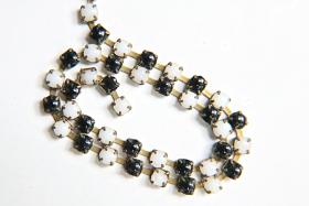 16 SS Rhinestone Chain Vintage Pressed Chatons in Chalk White & Black (4mm) 1/2/5/15 Meters