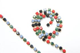 10 SS Rhinestone Chain Vintage Glass Pressed Chatons in Multi Color Opaque 2.8 mm 1/2/5/15 Meters vintage findings, strass chains, craft