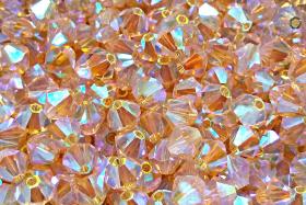 Swarovski (3/4mm) Light Peach AB 2X FC Bicones Beads Rainbow 36/72/144/432/720 Pieces rainbow beads, jewelry making, couture embellishments