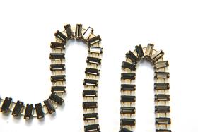 Swarovski Snake Baguette chain 7x3 mm in Smoky Quartz (225) settings in Brass 0.5/1/2 Meters