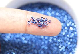 1.7mm Micro Sapphire Blue Metallic  Plated Tube Beads 5/10/100/500 Grams High Quality Nail Art / Haute Couture Embroidery / doll making