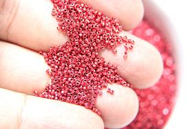 1mm Micro Ruby Red Metallic Plated Tube Beads 5/10/100/500 Grams High Quality Nail Art / Haute Couture Embroidery