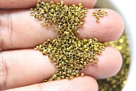 1.7mm Micro Khaki Metallic Plated Tube Beads 5/10/100/500 Grams High Quality Nail Art / Haute Couture Embroidery / doll making