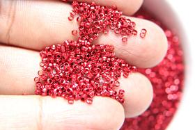 1.7mm Micro Ruby Red Metallic Plated Tube Beads 5/10/100/500 Grams High Quality Nail Art / Haute Couture Embroidery / doll making