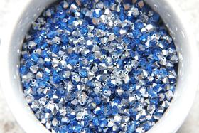 Swarovski (4mm) Capri Blue Comet Argent Light Bicones Beads 36/72/144/432/720 Pieces VINTAGE SWAROVSKI, jewelry making, embroidery materials