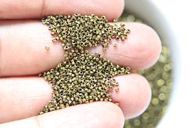 1mm Micro Khaki Metallic Plated Tube Beads 5/10/100/500 Grams High Quality Nail Art / Haute Couture Embroidery
