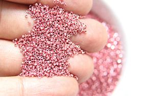 1mm Micro Light Rose Metallic Plated Tube Beads 5/10/100/500 Grams High Quality Nail Art / Haute Couture Embroidery, vintage premium beads
