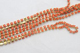 6SS Rhinestone Chain Vintage Glass Light Orange Opaque 2mm 1/2/5/15 Meters embroidery materials, craft vintage findings, embellishments lace