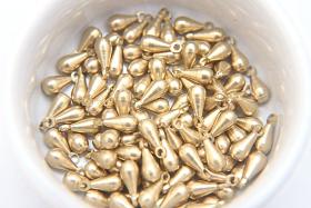 Long Metal Drops, Teardrop Charms, in brass 13x5.5mm, 2mm Loop, 12/60 pieces