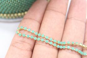 6 SS Rhinestone Chain Vintage Glass Jade green Opaque 2mm 1/2/5/15 Meters embroidery materials, craft vintage findings, embellishments lace