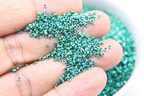 1.7mm Micro Teal Green Metallic Plated Tube Beads 5/10/100/500 Grams High Quality Nail Art / Haute Couture Embroidery / doll making