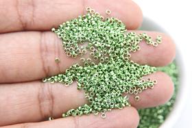 1.7mm Micro Peridot Metallic Plated Tube Beads 5/10/100 Grams High Quality Nail Art / Haute Couture Embroidery / doll making