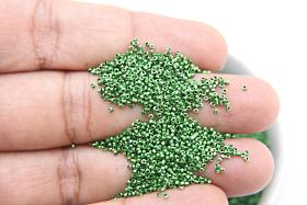 1mm Micro Fern Green Metallic Plated Tube Beads 5/10/100/500 Grams High Quality Nail Art decoration / Haute Couture Embroidery / Doll Making