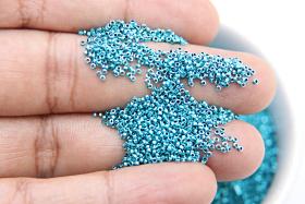 1mm Micro Blue Zircon Metallic Plated Tube Beads 5/10/100/500 Gram High Quality Nail Art decoration / Haute Couture Embroidery / Doll Making