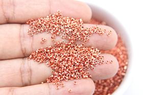 1.7mm Micro Rose Peach Metallic Plated Tube Beads 5/10/100 Grams High Quality Nail Art / Haute Couture Embroidery / doll making / craft bead