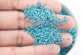 1.7mm Micro Blue Zircon Metallic Plated Tube Beads 5/10/100 Grams High Quality Nail Art / Haute Couture Embroidery / doll making