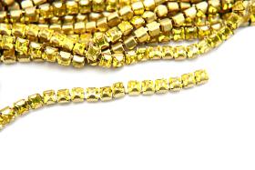 4mm Square Swarovski fancy Rhinestone Chain in Light Topaz 0.5/1 Meter Brass Settings Wedding Bridal Supplies|Decoration
